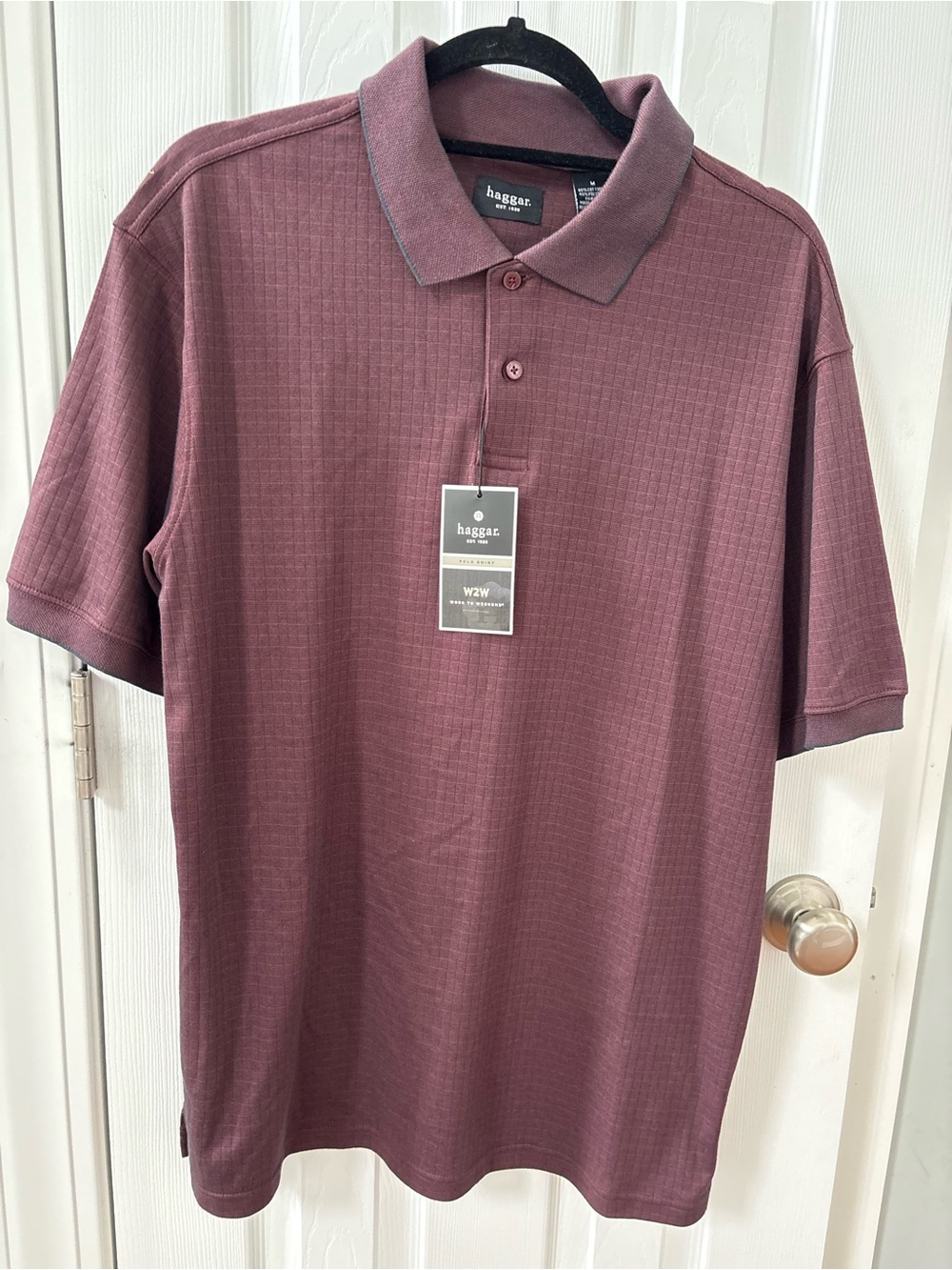 Haggar Men's Short Sleeve Polo in Maroon